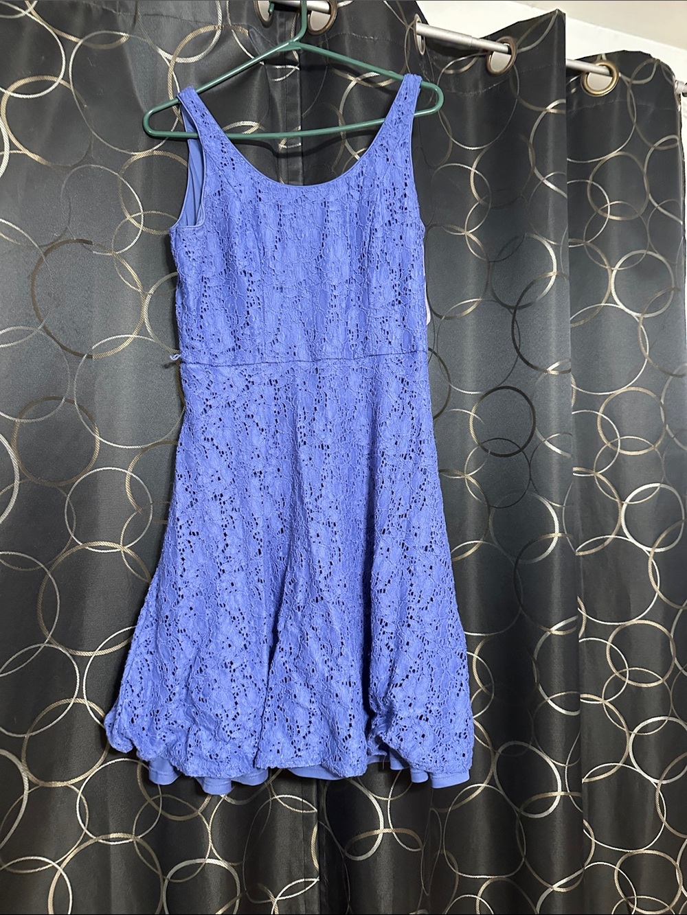 Carmen Marc Valvo Periwinkle Lace A-Line Mini Dress